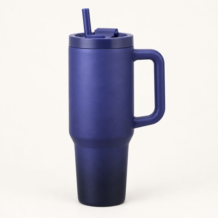 STANLEY Quencher ProTour 40 oz tumbler — A big flip-straw tumbler in a deep twilight shade.
